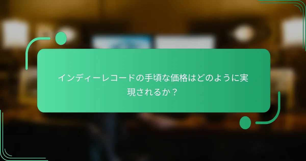 インディーレコードの手頃な価格はどのように実現されるか？
