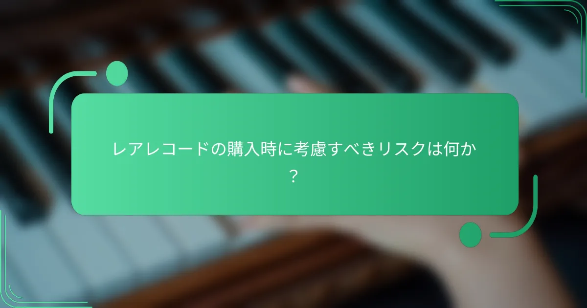 レアレコードの購入時に考慮すべきリスクは何か?